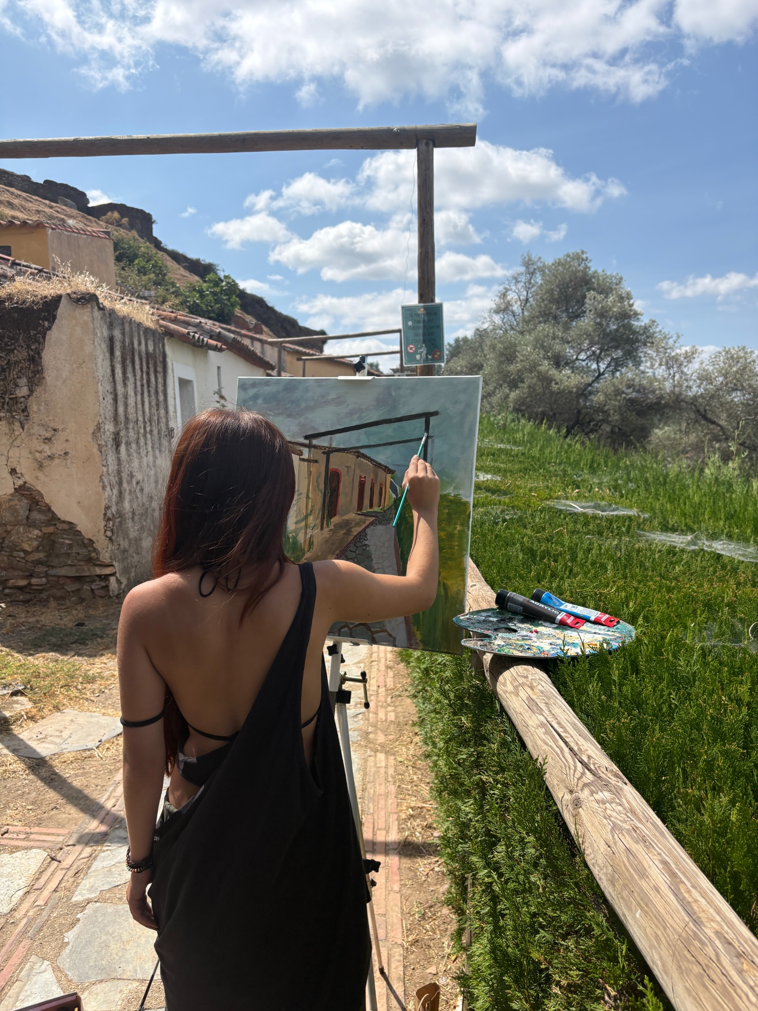 Pintura al aire libre en Almonaster la Real