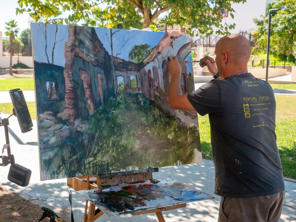 Pintura al aire libre junto a las obras de Nerva