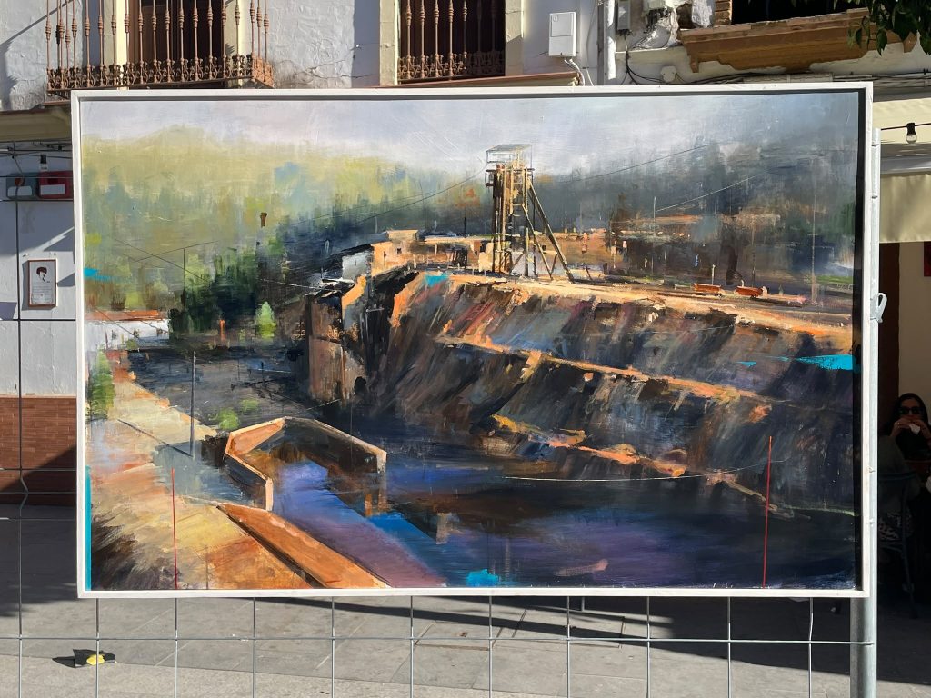Obra del paisaje minero expuesta durante el certamen · Fotografía: Onda Minera RTV Nerva