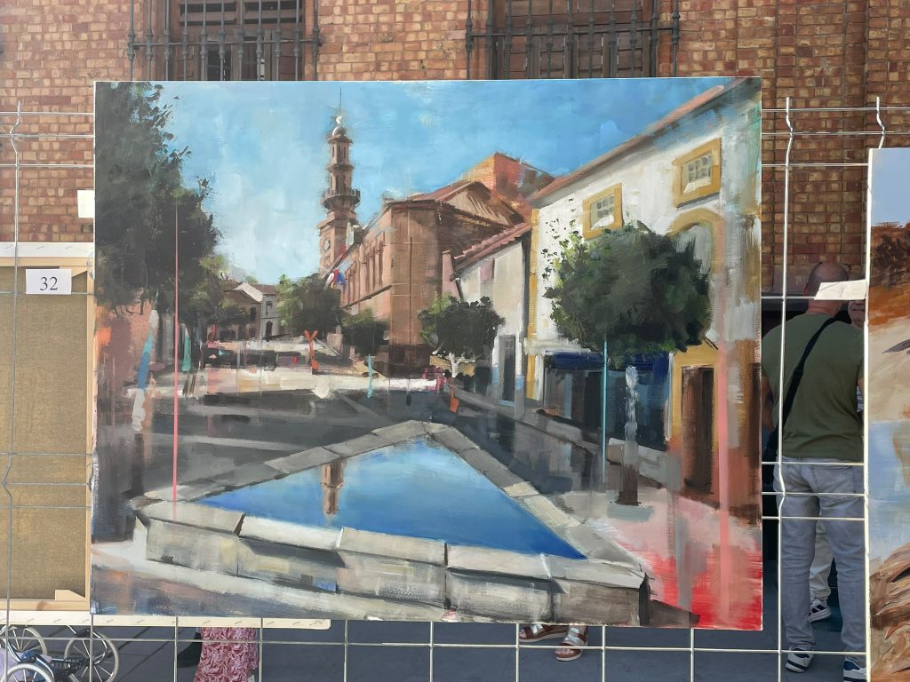 Obra expuesta de la plaza y la arquitectura de Nerva · Fotografía: Onda Minera RTV Nerva