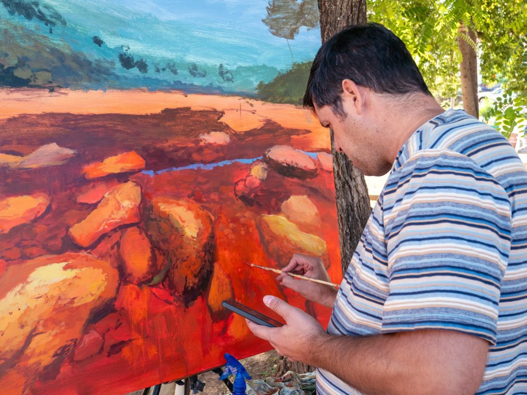 Detalle de una obra del paisaje minero en proceso