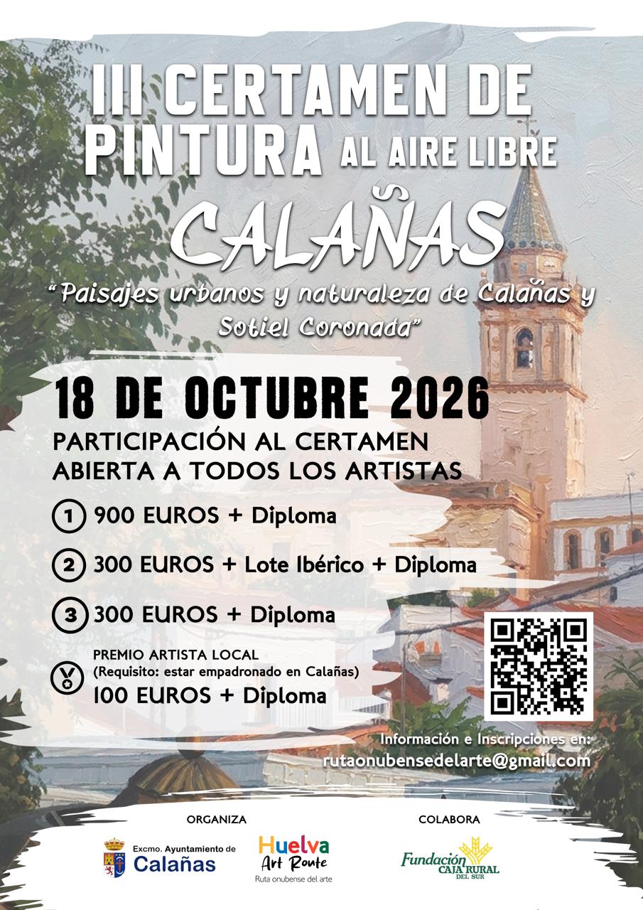 Cartel oficial del III Certamen de Pintura al Aire Libre de Calañas 2026
